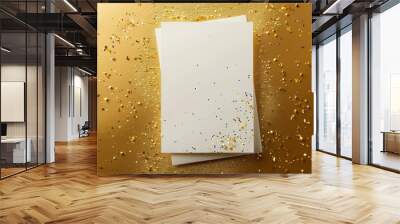 A blank paper on a golden background with glitter Wall mural