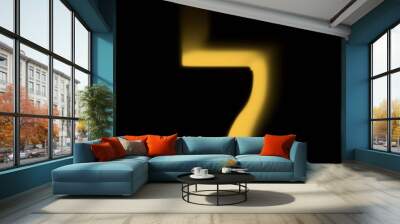 Gold realistic 3D rendering Hebrew alphabet, shiny metallic jewfish symbols and characters Wall mural