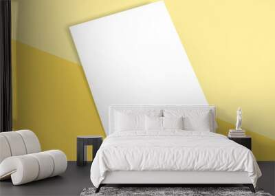 Blank A4 paper template on two color paper with yellow of background. Wall mural