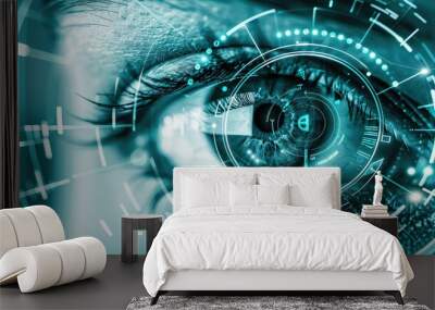 Modern technology - eye ID concept. Unveiling the secrets of retinal identification, where eyes hold the key to our identity. Wall mural