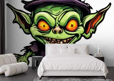 Creepy Goblin Halloween Sticker Design Wall mural