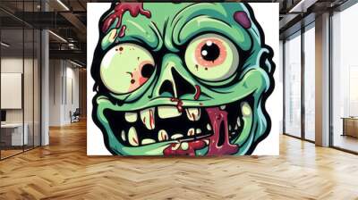 Creepy Zombie Face Halloween Sticker Design Wall mural