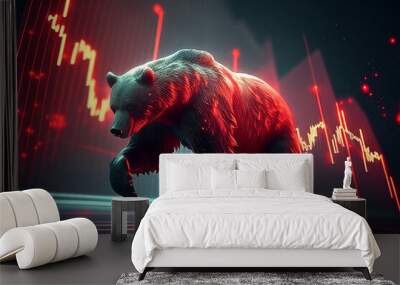 bear stock market investment concept, price falls or market crash Generative AI. Wall mural