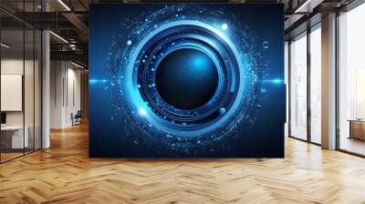 Circle blue abstract futuristic technology background technology design template, generative AI Wall mural