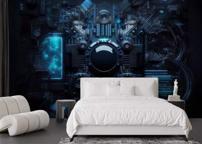 Technology Hi-tech design and landing page concept Sci fi futuristic user interface abstract background, generative AI Wall mural