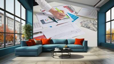 papers on the desk  Wall mural