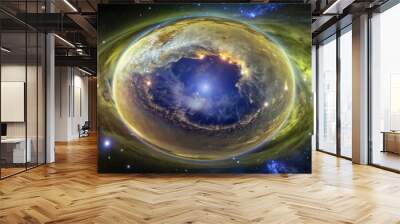 360 degree stellar system and gas nebula in a virtual reality environment perfect for a futuristic background, stellar Wall mural