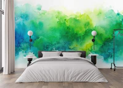 Abstract watercolor background in various shades of blue and green , watercolor, abstract, background, texture, artistic Wall mural