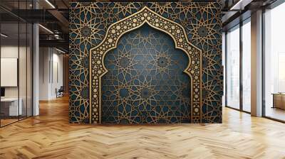 Dark Islamic background with intricate designs and patterns, mosque, arabic, muslim, religion, faith, culture Wall mural