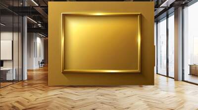 Gold square on background, gold, square, geometric, background, shiny, metallic, luxury, design, graphic, element, abstract Wall mural