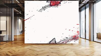 2 Simple red arrow pointing upward, hand-drawn style, clean lines, white background Wall mural