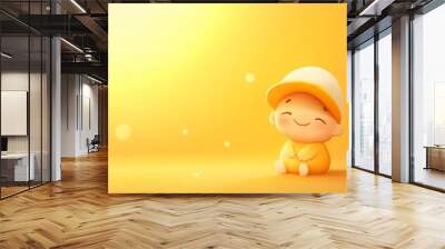 A cute cartoon character smiling Wall mural