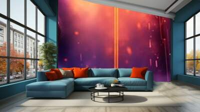 Neonlit wet asphalt street with smoke flat design top view futuristic cityscape theme animation vivid Wall mural