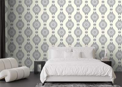 Silver Retro Flower and Leaves and Lobe Pattern on Pastel Backgr Wall mural