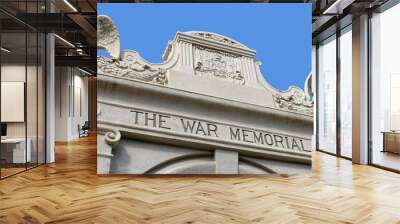 Hawaii, landmark and gate of war memorial for soldier, military and honour to service of veteran. Waikiki Natatorium, architecture and island for history of army for world, death and freedom Wall mural