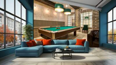 Billiard hall with a big pool table  Wall mural