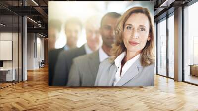 Business woman, portrait and team in leadership, management or diversity at the office. Face of confident corporate female executive or diverse group in teamwork, unity or company vision at workplace Wall mural