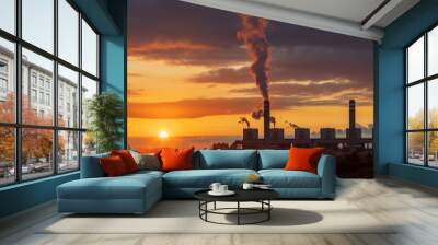 Kusile Coal Power Plant at sunset, South Africa. Wall mural