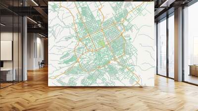 Road map of Riyadh in Saudi Arabia. Contains layered vector with roads water, parks, etc. Wall mural