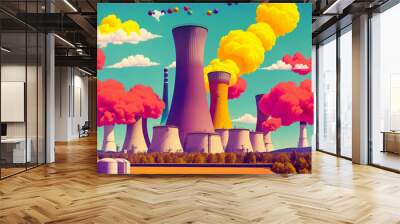 Abstract Retro Futuristic Pollution Wall mural