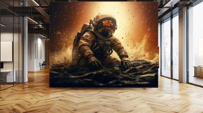 Astronaut in time of changes cosmic concept Wall mural