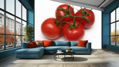 ripe tomatos, white background Wall mural