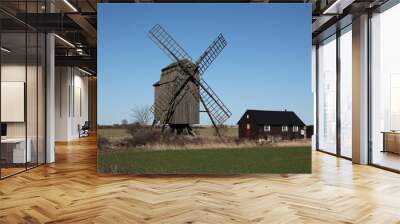 Degerhamn / Sweden - April 20 2013: Windmill at the south tip of island Oeland (Öland) in south-east of Sweden Wall mural