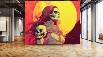 Dramatic space art colourful close up portrait Wall mural