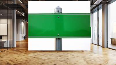 Green street sign isolated in white Wall mural