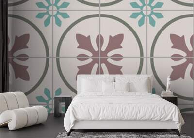 Ceramic Tiles. Hydraulic ceramic. Digital design. Floral decorative ornament. Wall mural