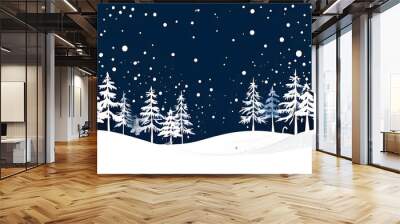 Abstract illustration of a Christmas card with delicate hand-drawn illustrations and empty space for text Wall mural