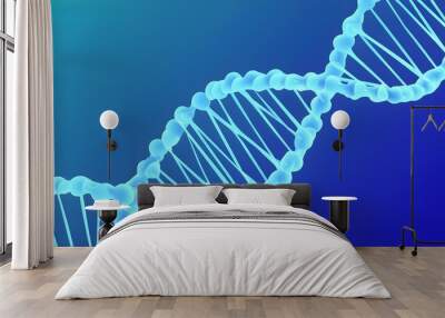 DNA double helix structure against gradient blue background Wall mural