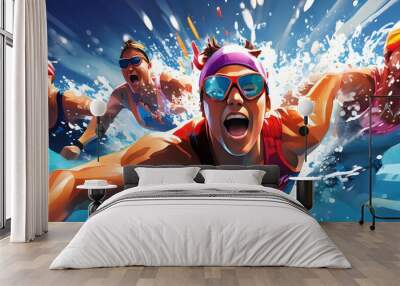 high energy sports illustration Wall mural