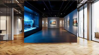 virtual tour in a museum gallery capturing a sleek modern muse Wall mural