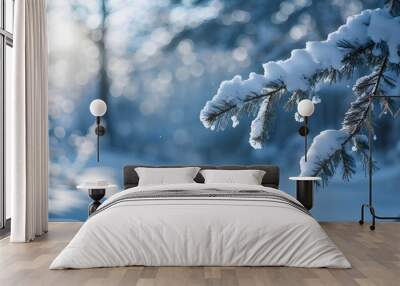 winter forest with snow bathed in soft diffuse light Wall mural