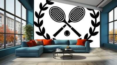 Vector illustration of the tennis set in wreath Wall mural