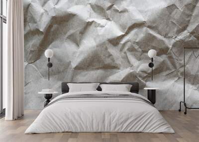 Gray, blank, creased paper texture Wall mural