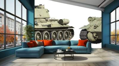 Russian t-34 tank isolated on white background Wall mural