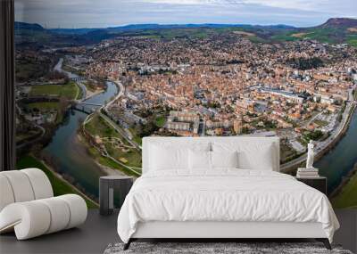 Aerial view around the old town of the city Millau in France on a sunny day in early spring	
 Wall mural