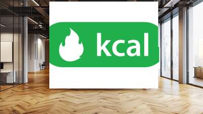 Energy fat burn kcal fire icon. Kilocalorie green logo vector weight fitness flame graphic icon illustration. kilocalorie symbolic emblem for food products cover designation, fat burning.	 Wall mural