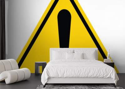 Hazard warning attention sign with exclamation mark symbol in a yellow triangle. Danger, Vector illustration. Attention icon. Wall mural