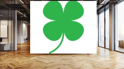 St Patrick's Day. Lucky Four-leaf clover, Green Four leaf clover vector icon. Lucky and happiness concept. Shamrock - green four leaf clover icon. Good luck theme design element. Wall mural