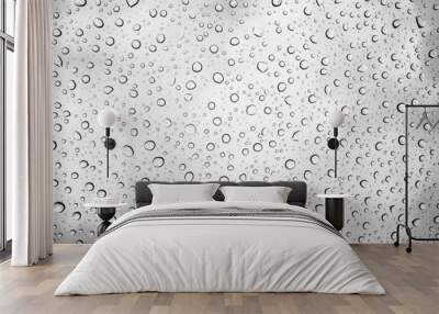 Water drops on glass in black and white Wall mural