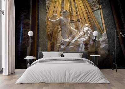 Rome Italy. Famous sculpture by Bernini, ecstasy of St Teresa in the church of St Maria della Vittoria Wall mural