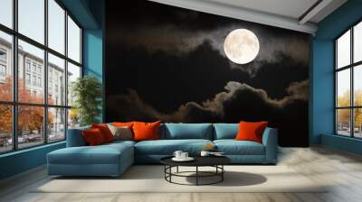 Full moon with clouds Wall mural