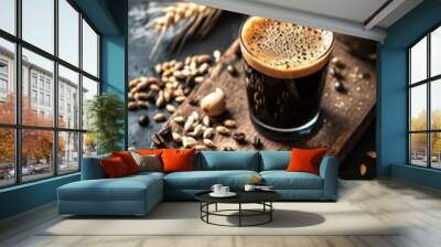 barley coffee and grains, rustic beverage concept Wall mural