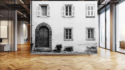 Facade of an old house in Lucca, Italy. Wall mural