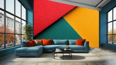 Red, black and green paper background Wall mural