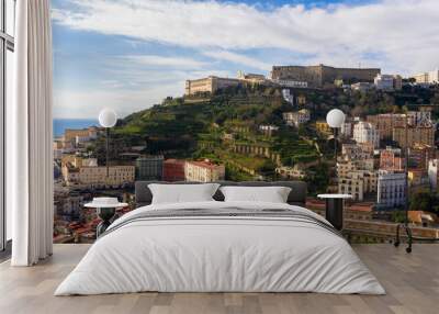 Aerial view of Castel Sant' Elmo in Naples, Italy. The Castle is located in the Vomero district and overlooks the town. Wall mural