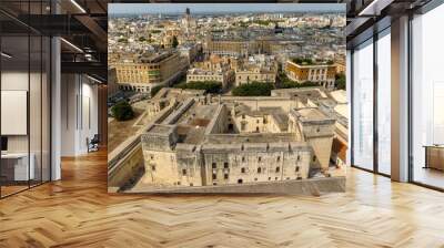 Aerial view of the Castle of Charles V, also known as the Castle of Lecce. It is a fortress in the historic center of Lecce, Puglia, Italy. In background is Sant'Oronzo square. Wall mural